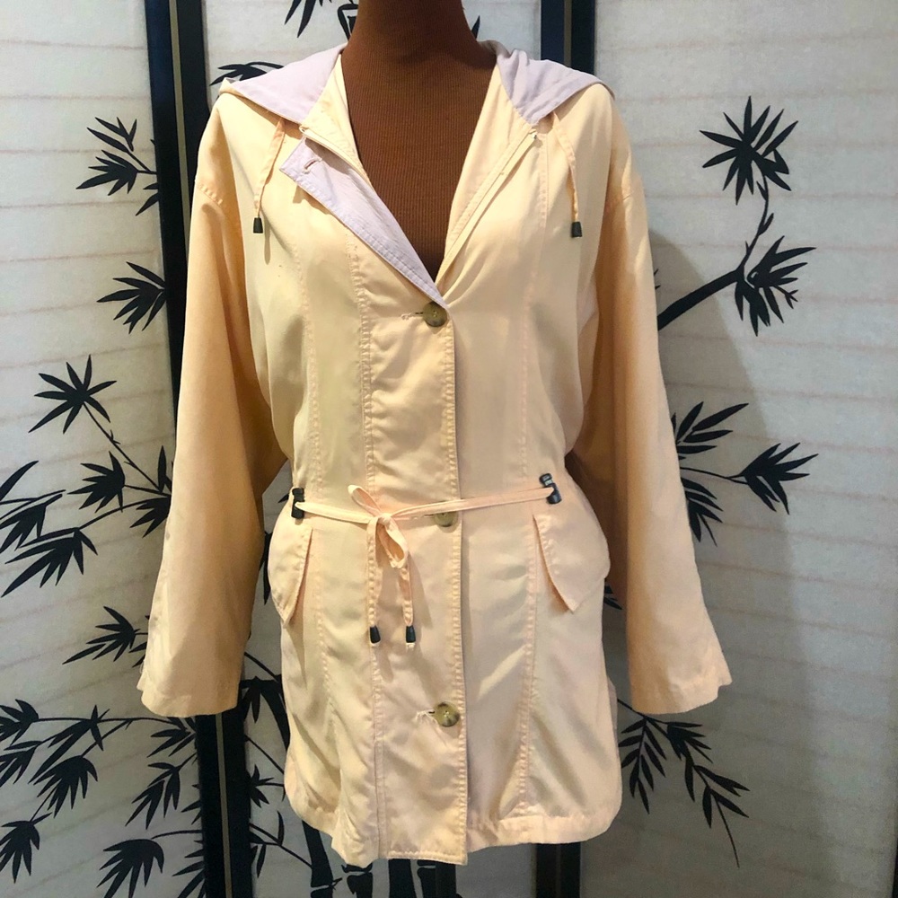 Talbots Water-Resistant Hooded Anorak Jacket Size Large Light Peach